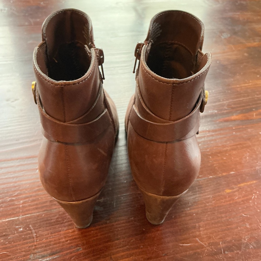 Anne‎ Klein AkChelsey Ankle Boots Womens 6.5M Brown Leather Equestrian 2.5" Heel - Picture 5 of 11